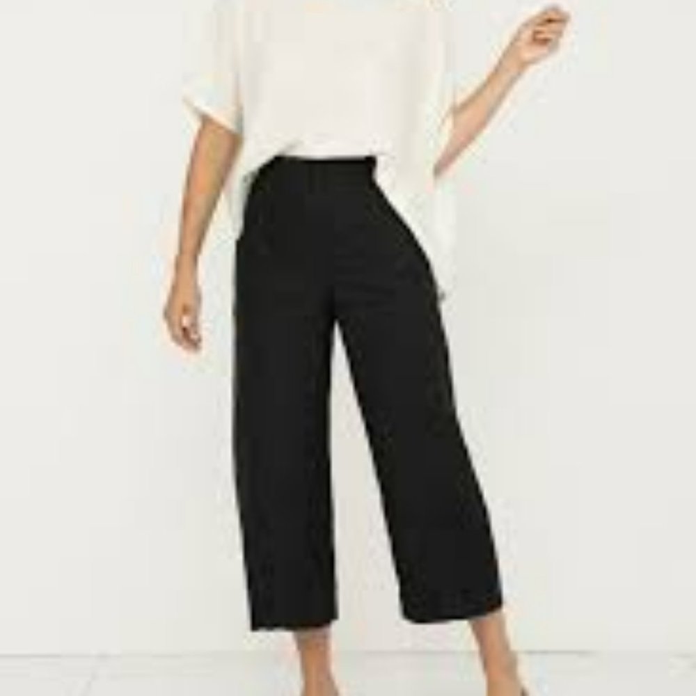 Wide Clyde Work Pants in Black Linen Size 2-S